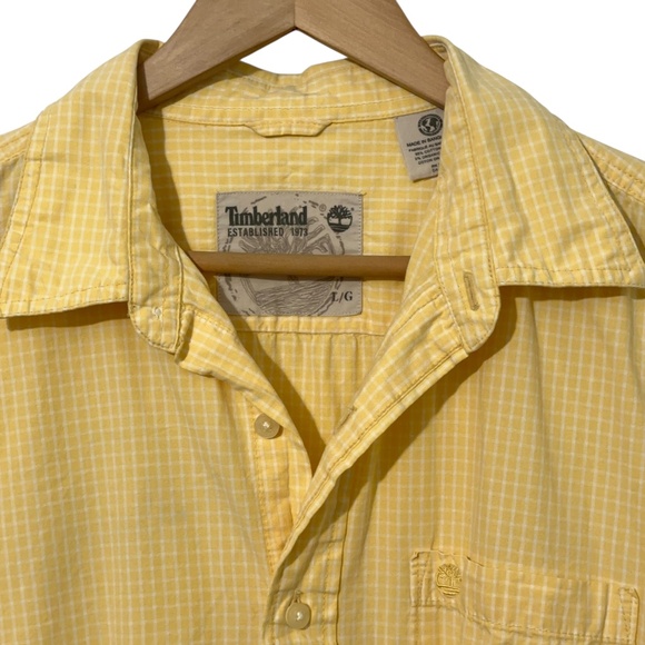 Timberland Mens Plaid Button Up Shirt Lg Checked Gingham Summer Business Casual - Picture 2 of 4